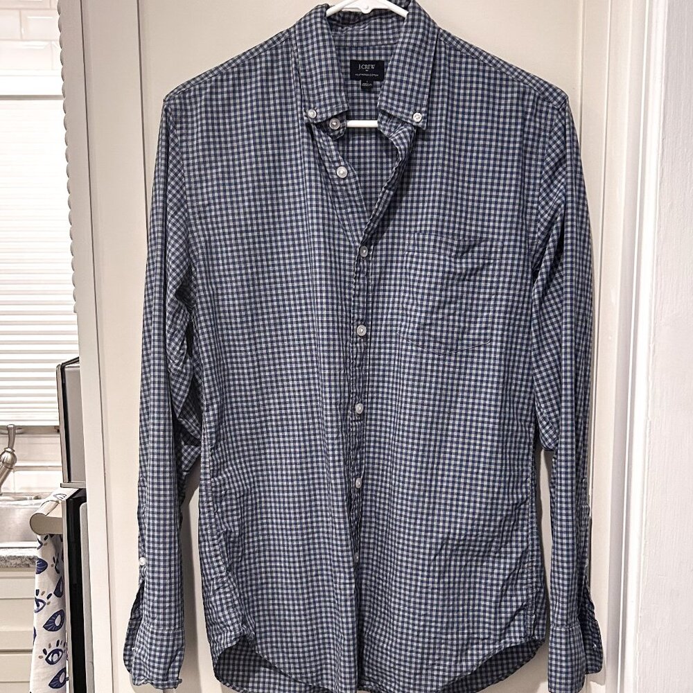 J Crew Mini Gingham Check Poplin Shirt